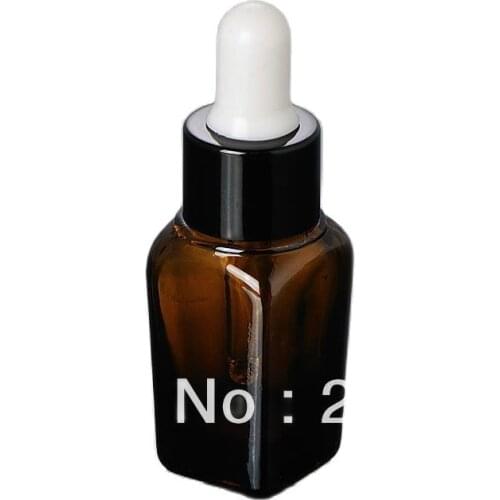 10ml brown square essential oil bottle with black collar ,glass droper ,glass bottle for cosmetic packing