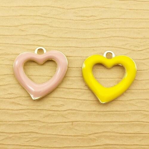 10pcs 18x18mm enamel heart charms for jewelry making and crafting earring pendant bracelet necklace charms