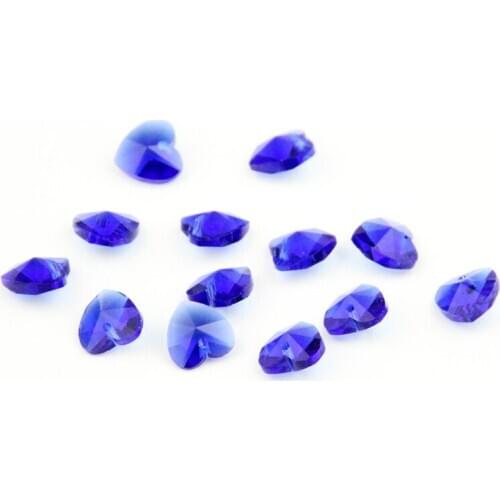 14mm 100pcs /lot Crystal Heart Pendant Dark Sapphire Crystal Parts Hanging Part Suncatcher For Wedding & DIY