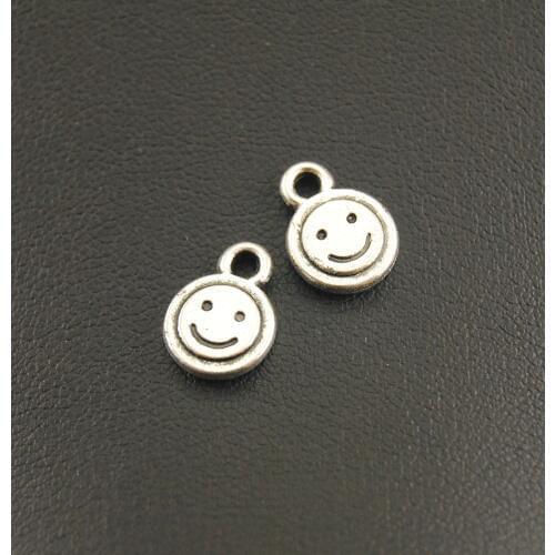 15 Pcs Silver Color Alloy Metal Smile Face Charm Bracelet Necklace Jewelry Making Handmade DIY A1234