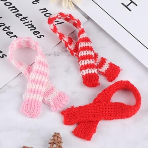 3Pcs Knitting Scarf Ornament DIY Handmade Decorative Supplies Dolls Clothing Sewing Accessories Kid Gift Doll Craft Material Red