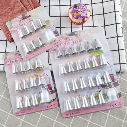 8/12/24Pcs Stainless Steel Cake Icing Nozzles Set Pastry Cake Decorating Tools Tips Set Kitchen Baking Accessories