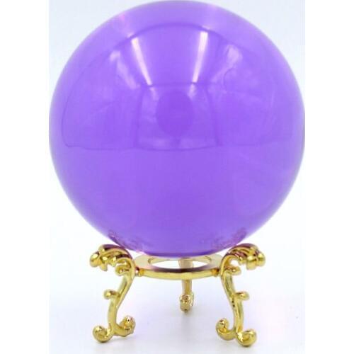 8cm Color Crystal Magic Ball With Stand Base Glass Sphere Fengshui Paperweight Stone Ornaments Magic Ball Home Decoration Crafts