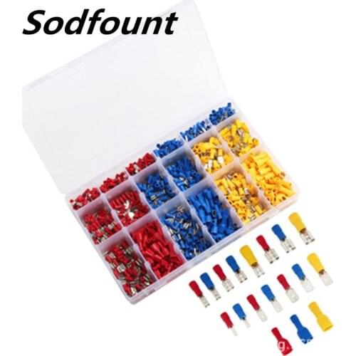 900Pcs Assorted Insulated Electrical Wire Terminals Crimp Connector Spade Set Red Yellow Blue 2.8mm 4.8mm 6.3mm 3.3mm 5.5mm