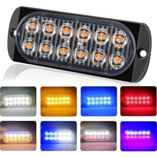 Car Truck Bulb 12 Led Strobe Light Kit Ultra Thin Freight Side Lamp Bar Flashing 12-24V 36W Warning Light Car Accessories