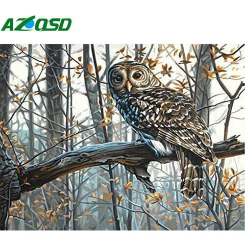 AZQSD Coloring By Numbers Owl Kits Drawing Canvas HandPainted Pictures Oil Painting By Numbers Animal 40x50cm Home Decor