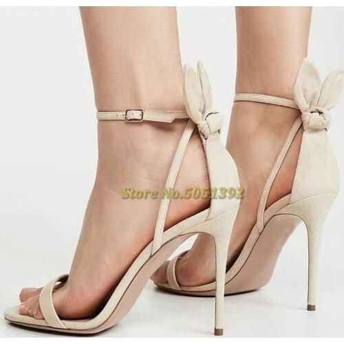 Thin High Heel Women Sandals Open Toe Ankle Strap Cover Heel Stiletto Heel Open Toe Nude Suede Shoes Dress Sandals