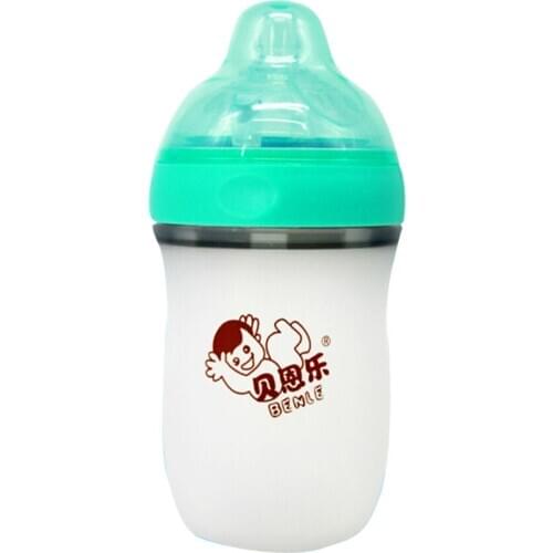 260ML/160ML Baby Silicone Bottle Anti Colic Dual Vent Wide Neck Feeding Bottle BPA Free For Newborn Infant Green / Pink