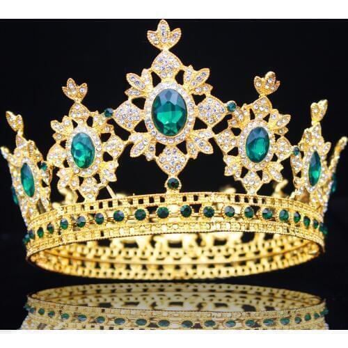 Gold Crystal Queen Bridal Tiaras and Crowns Bride Headpiece Women Prom Diadem Decorations For Wedding Hair Jewelry Accessories