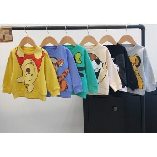 Disney Mickey Eeyore Pooh Anime Hoodies Sweatshirts Cartoon Children Clothing Casual Warm Winter