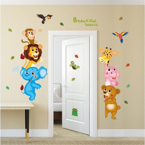 DIY Cartoon Animal Furniture Stickers Kids Rooms Wall Sticker Nursery Decoration Home Decor Poster Wall Decals Wallpaper Mural