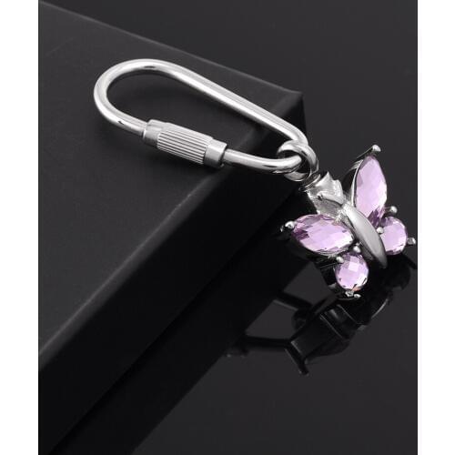 IJK2058 New!!!Pink Rhinestone Butterfly Cremation Keychain Ashes Holder Pendant, Stainless Steel Keepsake Memorial Urn Jewelry