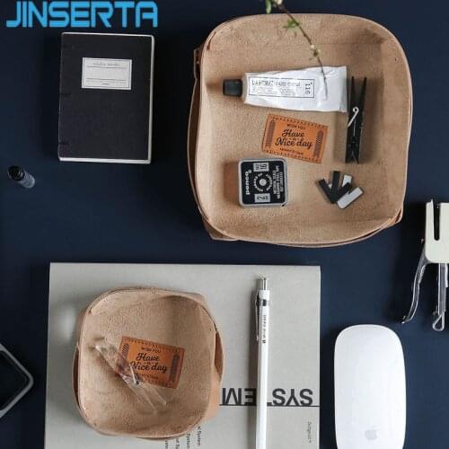 JINSERTA PU Leather Folding Tray Jewelry Display Plate Cosmetic Organizer Home Office Desktop Sundries Storage Box Fancy Gifts