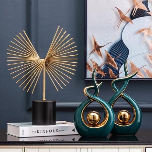 Ceramic Ornaments Creative Statue Abstract Figure Sculpture Crafts Living Room Desk Home Office Decoration Souvenirs Gift