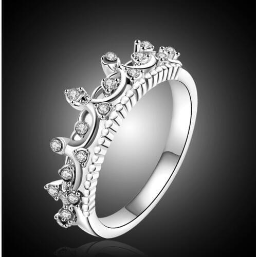 Ring Crown Rings For Women Silver plated color Jewelry Anel feminino Anillos Femme Mujer Aneis Bague Jewellery Anelli Crystal