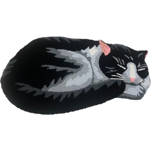 Animal Embroidered Cute Cat Rug Anti-Slip Floor Mats Bedroom Water Absorption Carpet Area Rugs Childrens Bedroom Bedside Mat