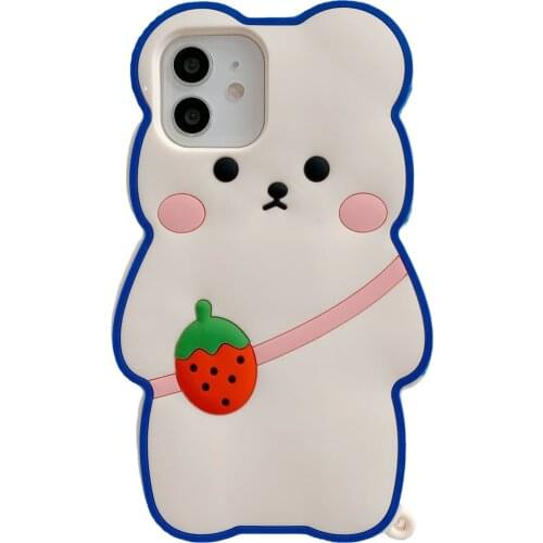Cartoon Cute Bear Silicon Case For Huawei P30 P40 Lite 5G Mate 30 40 Nova 3i 4 5T 6 7 SE 8 Pro Fruit Strawberry Bear Soft Cover
