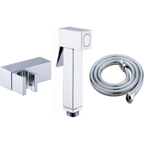 Wall mounted Toilet Square Bidet Spray Douche Shattaf Shower Kit with Adjustable Brass Holder, Soild Brass 02-299