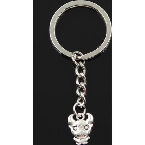 New Keychain 12x15mm Cow Bull Ox Pendants DIY Men Car Key Chain Ring Holder Keyring Souvenir Jewelry Gift