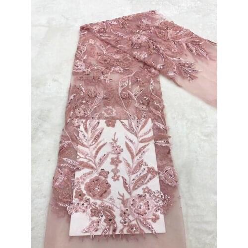 Latest High Quality Elegant Embroidery S-698884 with beads and Sequin Tulle Lace Fabric for Party Dress