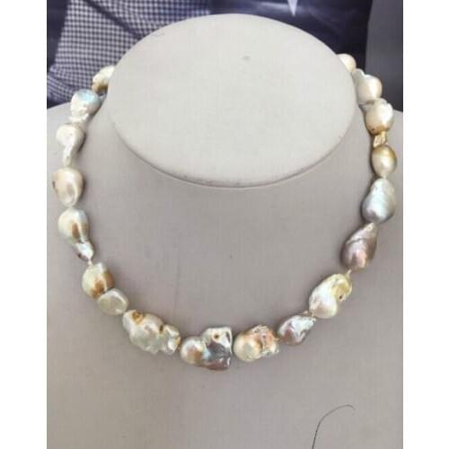 HUGE 14-18mm super luster south sea pink purple pearl necklace 18inch