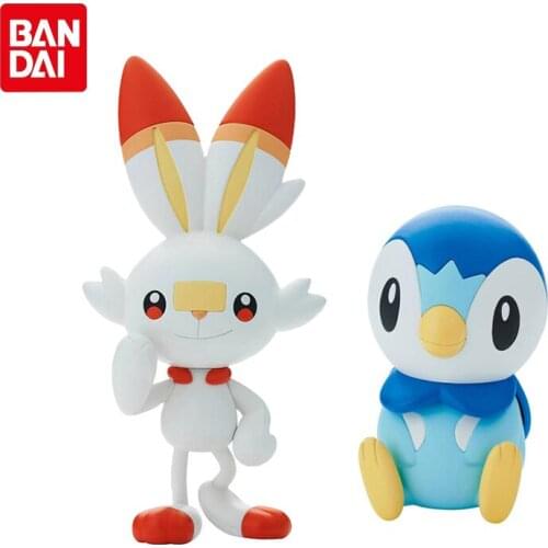 Bandai Genuine Assembly Model Pokemon Anime Figures Scorbunny Piplup Action Figure Collections Hand-Made Toys Kids Gifts