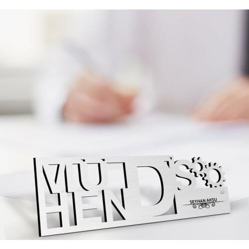 Personalized Professional Engineer Wood Table İsimliği (Model F4)