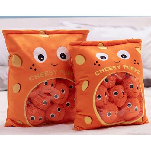6pcs 9pcs A Bag Of Puff Cake Plush Toy Orange Snack Plushie Pudding Animals Ball In Bag Stuffed Mini Puff Toy Huggable Kids Gift