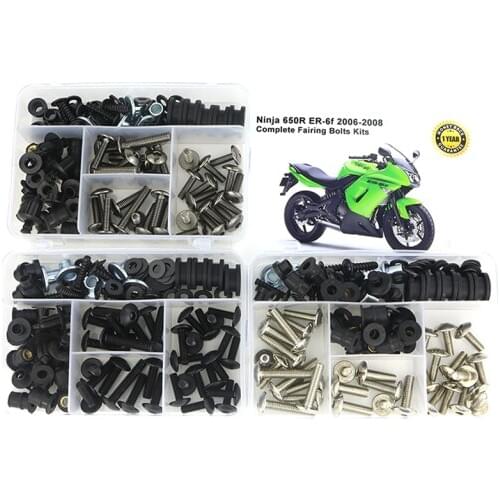 Fit Fit For Kawasaki Ninja 650R ER-6f 2006 -2008 Motorcycle Completed Full Fairing Bolts Kit Clips Washer Nuts Fastener Steel