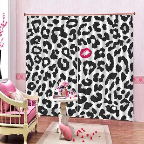 Sexy Black and red Lipstick Lip Print Curtain Large Window For Living room Bedroom Blackout Polyester Fabric Drapes Sets