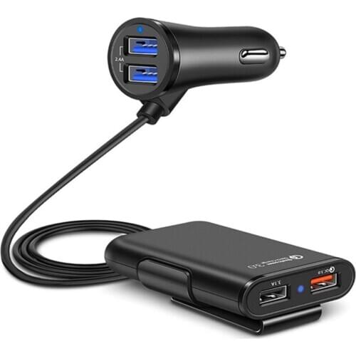 Qc3.0 Fast Charge Car One For Four 4 Port Usb Mobile Phone Charger Car Front And Rear Back Clip Usb Car Charger High Quality