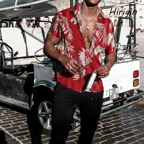 Summer Mens Shirts Ethnic Style Vintage Printing Short Sleeve Loose turn down Collar shirts Casual Shirts male camisa masculina