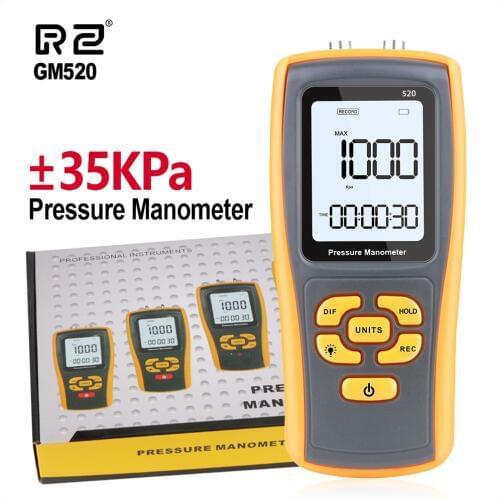 RZ Handheld Digital Pressure Gauge Manometer 150kPa Pressure Differential Tester USB Manometer Pressure Manometer GM520
