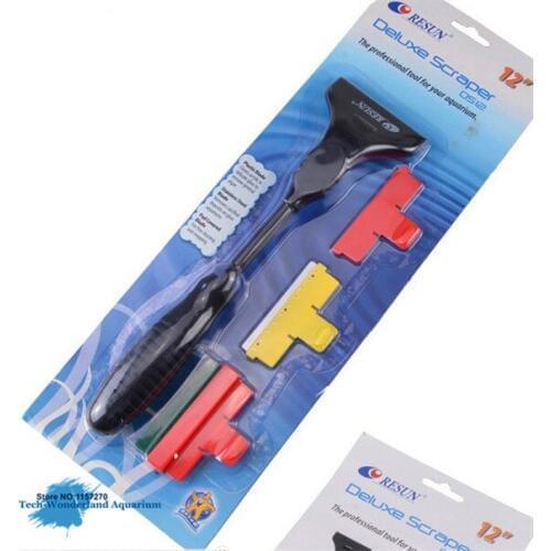 Deluxe scraper for aquarium 3 in 1 fish tank cleaning tool glass algae scraper brush moss remove RESUN 30CM free shipping