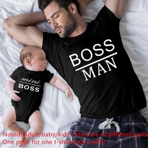 Family look Father and Son Cotton Dad T-shirt Kids man power fist baby clothes Matching Family Outfits Baby Dad Matching Clothes