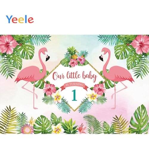 Summer Tropical Plant Leaves Flamingo Flower Newborn Baby Shower 1st Birthday Party Backdrop Vinyl Photography Background Shoot