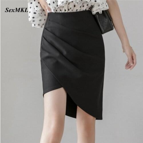 Summer Black Elegant Skirts Plus Size 2020 Fashion Sexy High Waist Pencil Skirt Women Clothes Knee Length Korean Bodycon Skirt
