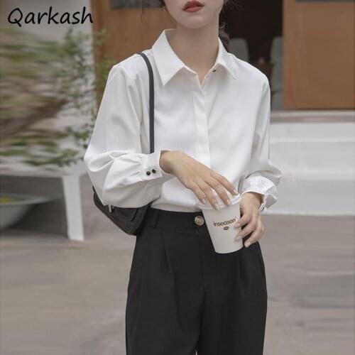 Shirts Women Pure Long Sleeve Street Style Autumn Fashion Big Size Lady Inside Tender Ins Office-look Basic Blusas Ulzzang Chic