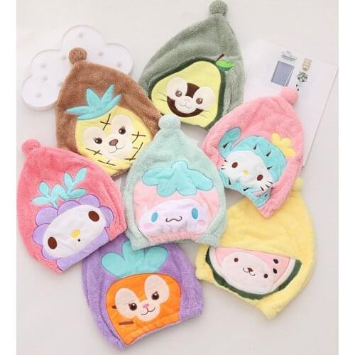 1pcs Kawaii Anime Fruit Melody Dry Hair Cap Super Soft Kitty/Avocado Hat Bath Hair Towel Girl/Lover Gifts