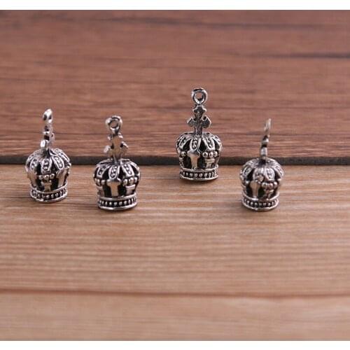 10pcs 9*19mm Stereoscopic MIni Crown Charms Antique Silver Color Pendants Fit Diy Necklace Handmade Accessories Jewelry Crafts