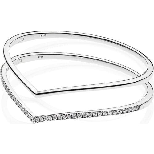 2019 NEW 100% 925 Sterling Silver Early Spring Shining Shimmering Wish Bangle Bracelet Stack Original Fashion Womens Jewelry