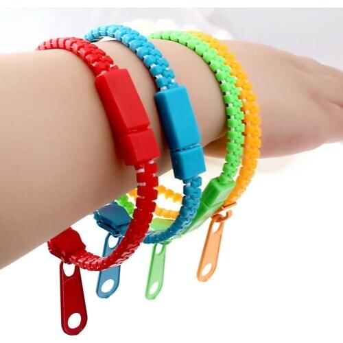 5PCS Eco-friendly Plastic Colorful Fidget Toy Zipper Bracelet Stress Relief Game Creative