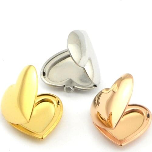 5pcs/Lot 29mm Heart Photo Locket Pendant Stainless Steel Mirror Polish DIY Picture Charms Can Open for Necklace Jewelry Finding