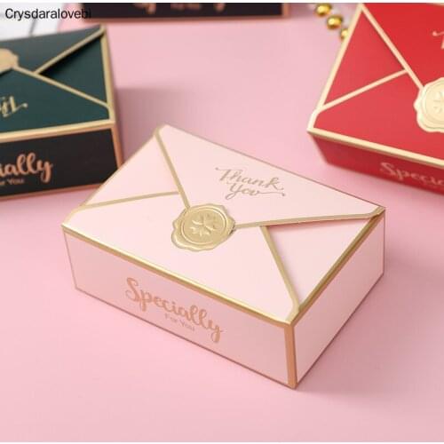 50pcs New Simple Creative Wedding Gift Box Packaging Envelope Shape Party Candy Boxes/Bags Favors Christmas Paper Packing