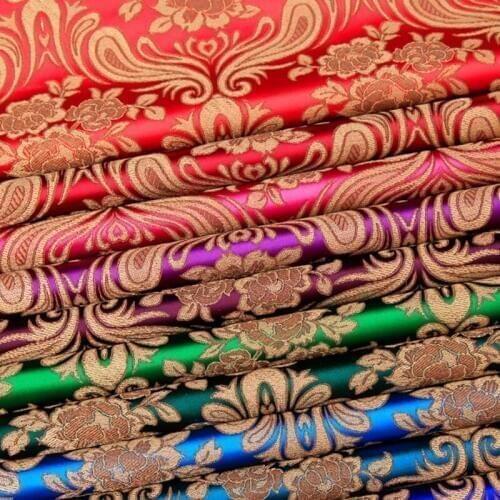 500cm*75cm Brocade fabric nylon horns flower cheongsam antique suit clothing fabric DIY quilt silk satin wedding dress fabric