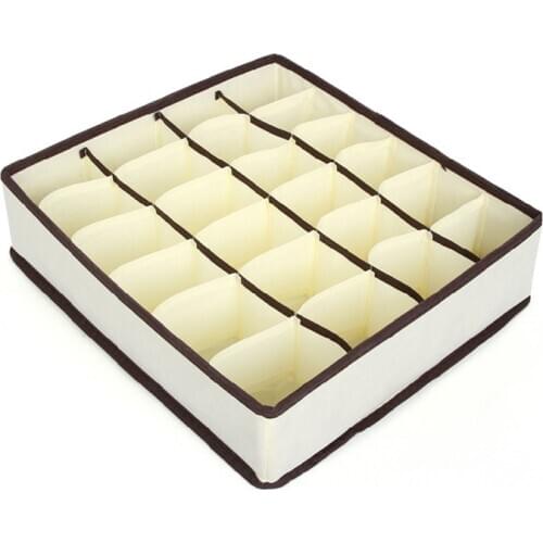 6/7/8/24 Grids Nonwoven Beige Storage Box Container Drawer Divider Lidded Closet Boxes For Ties Socks Bra Underwear Storage Box