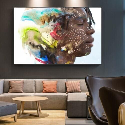 Abstract Painting African Black Women Pictures Canvas Paniting Poster Modern Wall Art Oil Painting Home in Livingroom Decor