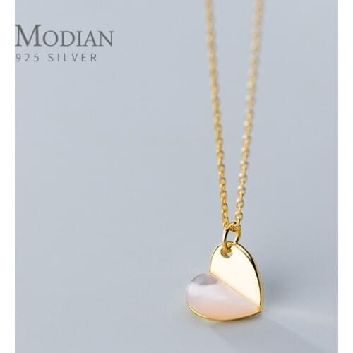 Modian Romantic Hearts Pendant Necklace for Women Gift Authentic 925 Sterling Silver Link Chain Necklace Fashion Fine Jewelry