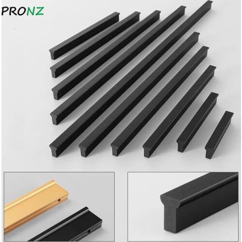 American Style Black Cabinet Door Handles Modern Aluminum Alloy Kitchen Cupboard Pulls Drawer Knobs Furniture Handle Hardware