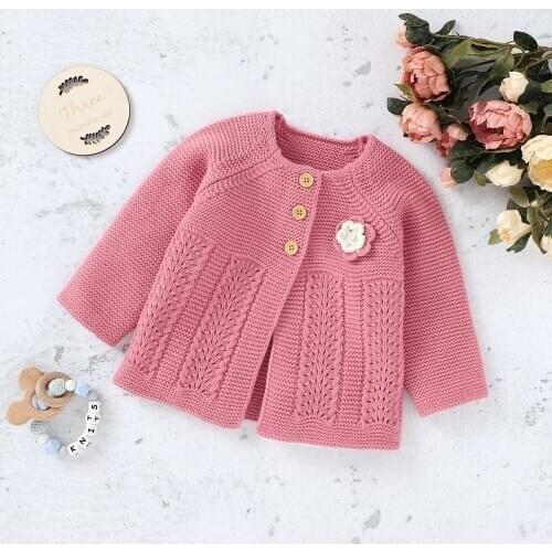Baby Sweaters Knitted Autumn Winter Warm Newborn Girls Jackets Coats Long Sleeve Button Up Infant Kids Knitwear Tops Clothes 0-2